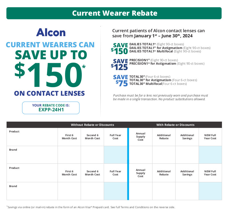 Alcon Existing Wearer Rebate PG 1
